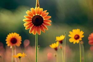 photo wallpaper the sky, flowers, sunflower, field, field of flowers, field of flowers. AI-Generated