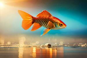 photo wallpaper fish, the sky, the sun, the water, the fish, the water,. AI-Generated