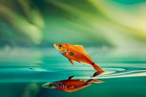 goldfish, the water, reflection, fish, the water, the water, the water,. AI-Generated photo