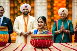 indio Boda en Delhi. generado por ai foto