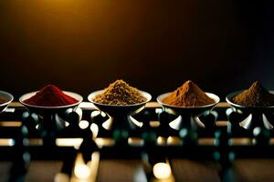 spices in bowls on a table. AI-Generated photo
