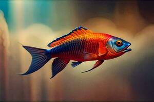 a fish with bright colors is swimming in the water. AI-Generated photo