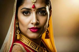 a beautiful indian woman in traditional attire. AI-Generated photo