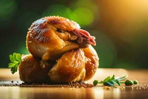 a close up of a chicken wrapped in pastry. AI-Generated photo