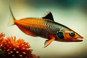 a fish with a black and orange pattern. AI-Generated photo