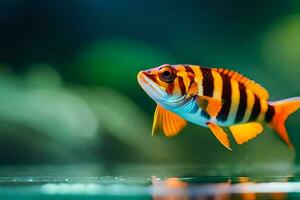 a fish with stripes swimming in the water. AI-Generated photo