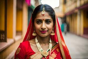 a beautiful indian woman in traditional clothing. AI-Generated photo