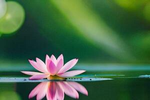 un rosado loto flor flotante en el agua. generado por ai foto