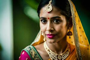 a beautiful indian bride in traditional attire. AI-Generated photo