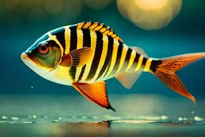 a fish with stripes on its body. AI-Generated photo