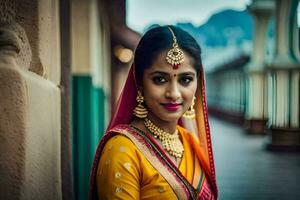 a beautiful indian bride in traditional attire. AI-Generated photo