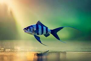 a fish is jumping out of the water. AI-Generated photo