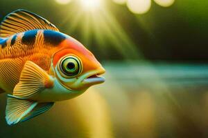 a fish with a bright orange and black body. AI-Generated photo