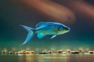 a blue fish swimming in the water. AI-Generated photo