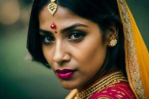 a beautiful indian woman in traditional attire. AI-Generated photo