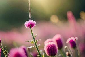 un flor con un collar colgando desde él. generado por ai foto