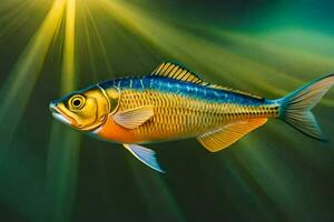 a fish in the water with sunlight shining. AI-Generated photo