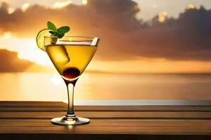 cocktail on the beach. AI-Generated photo