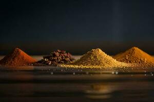 a close up of spices and spices. AI-Generated photo