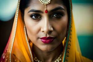 a beautiful indian woman wearing a sari. AI-Generated photo