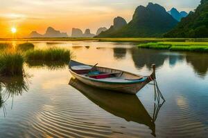 the li river in china. AI-Generated photo