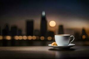 coffee and the city. AI-Generated photo