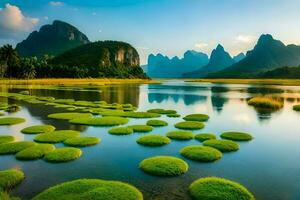 the li river in china. AI-Generated photo