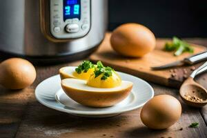 the instant pot is the perfect tool for making a quick and easy egg dish. AI-Generated photo