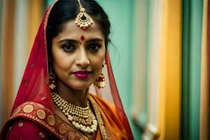 a beautiful indian bride in traditional attire. AI-Generated photo