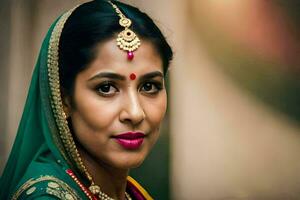 a beautiful indian bride in traditional attire. AI-Generated photo