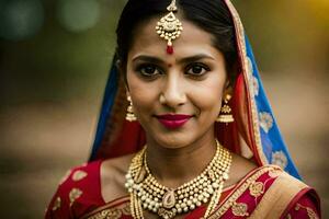 a beautiful indian woman in traditional attire. AI-Generated photo