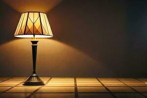 a lamp on a table in front of a dark background. AI-Generated photo