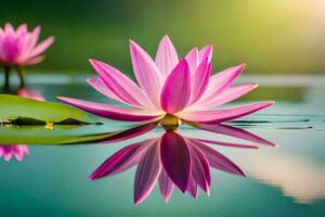 pink lotus flowers in the water. AI-Generated photo