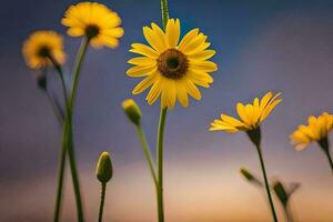 yellow flowers in the field. AI-Generated photo