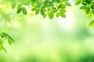 green leaves on a sunny day. AI-Generated photo