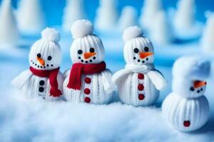 snowmen knitted in the shape of snowmen. AI-Generated photo