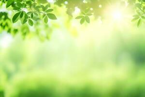 green leaves and sunlight on a sunny day. AI-Generated photo