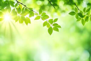 green leaves on a sunny day. AI-Generated photo