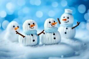 snowmen in the snow. AI-Generated photo