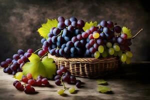 grapes, still life, still life, grapes, still life hd wallpaper. AI-Generated photo