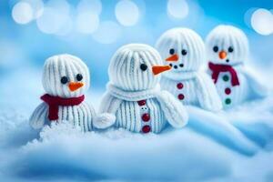 snowmen in the snow wallpaper. AI-Generated photo