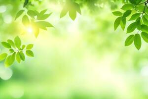 green leaves on a sunny day. AI-Generated photo