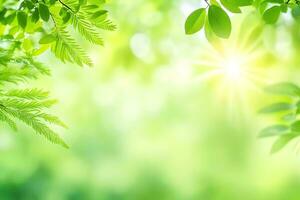 green leaves and sunlight on a sunny day. AI-Generated photo