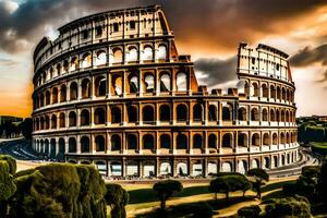 el coliseo en Roma, Italia. generado por ai foto