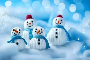 snowmen in the snow wallpaper. AI-Generated photo