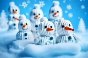 muñecos de nieve en el nieve. generado por ai foto