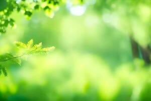 un verde árbol en el medio de un bosque. generado por ai foto