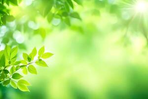 green leaves on a sunny day. AI-Generated photo