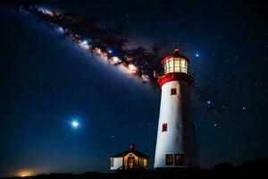 a lighthouse and the milky way. AI-Generated photo