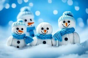 snowmen in the snow. AI-Generated photo